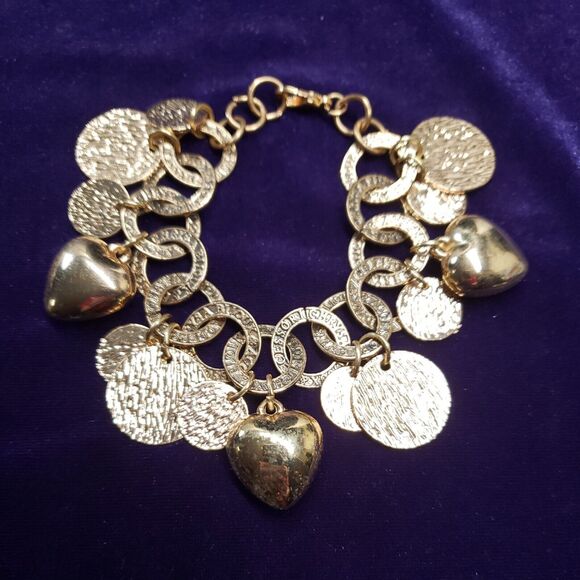 Chrysa Bijoux & Accessories Jewelry - Chrysa Bijoux & Accessories Charm Bracelet Puffy Hearts Gold Tone, Italian Maker